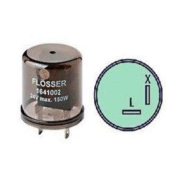 FLASHER FLOSSER UNIVERSAL REDONDO 2 PATAS 24V 150A