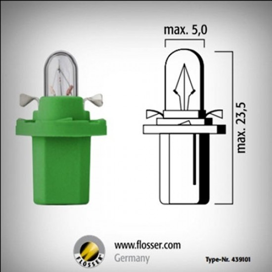 BOMBILLO COLA PESCADO MINI PARA TABLERO 12V 2W B8.5D BASE VERDE BOMBILLO COLA PESCADO MINI PARA TABLERO 12V 2W B8.5D BASE VERDE